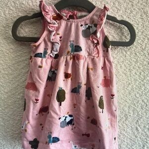 Pink Sleeveless Dress with Animal Print